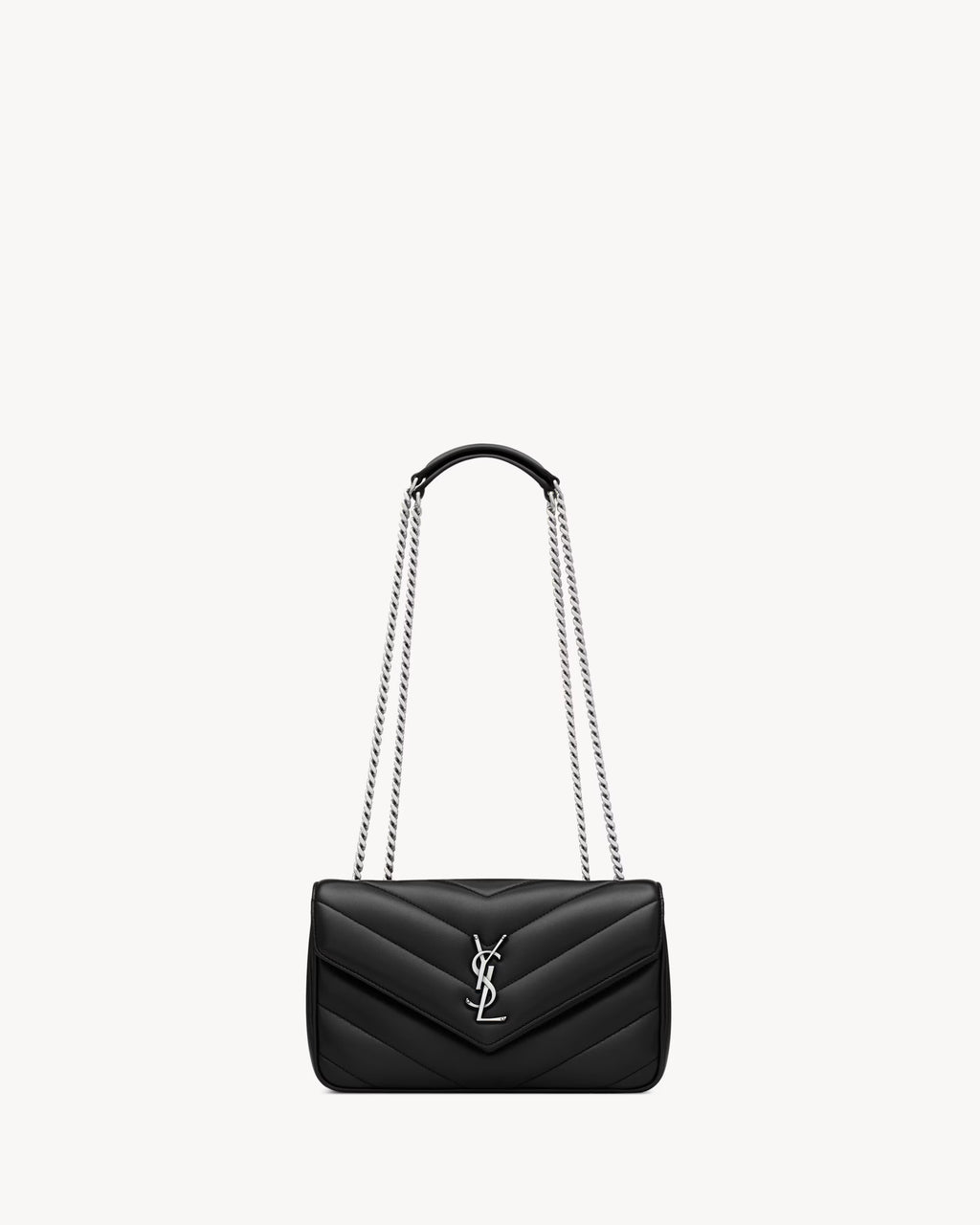 YSL Saint Laurent Loulou Small Matelassé Lambskin Bag (Silver Chain)