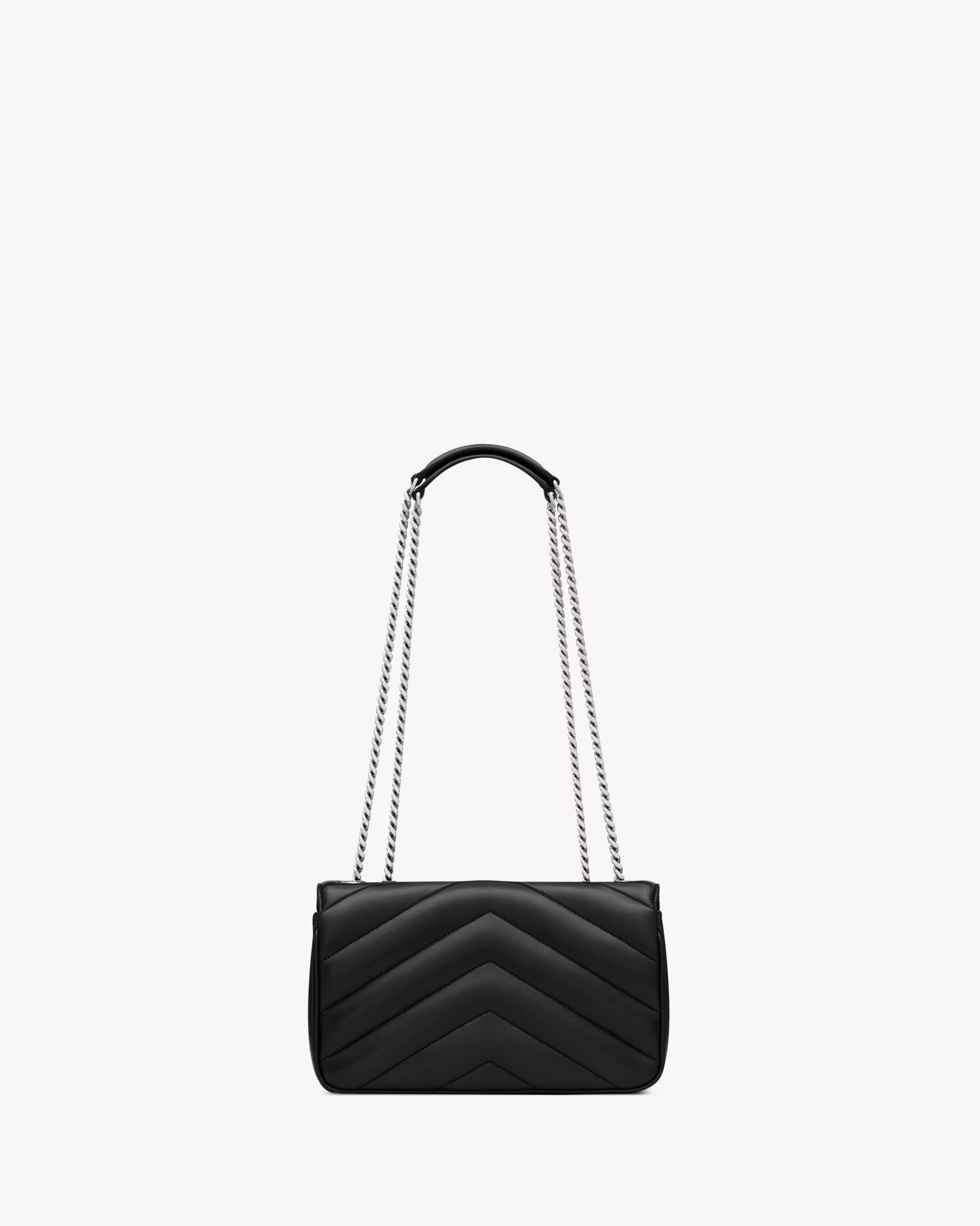 YSL Saint Laurent Loulou Small Matelassé Lambskin Bag (Silver Chain)