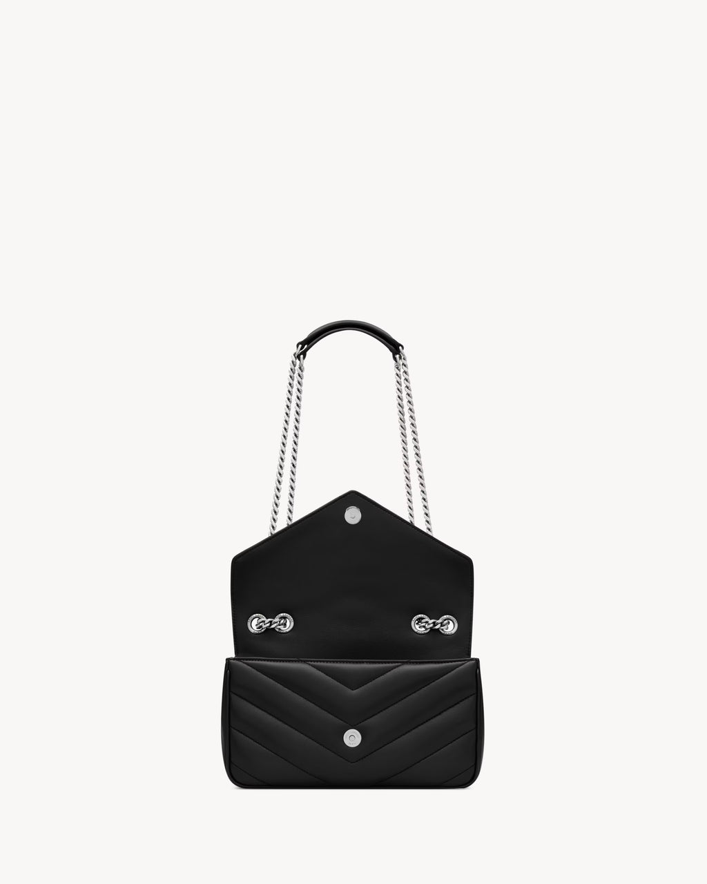 YSL Saint Laurent Loulou Small Matelassé Lambskin Bag (Silver Chain)