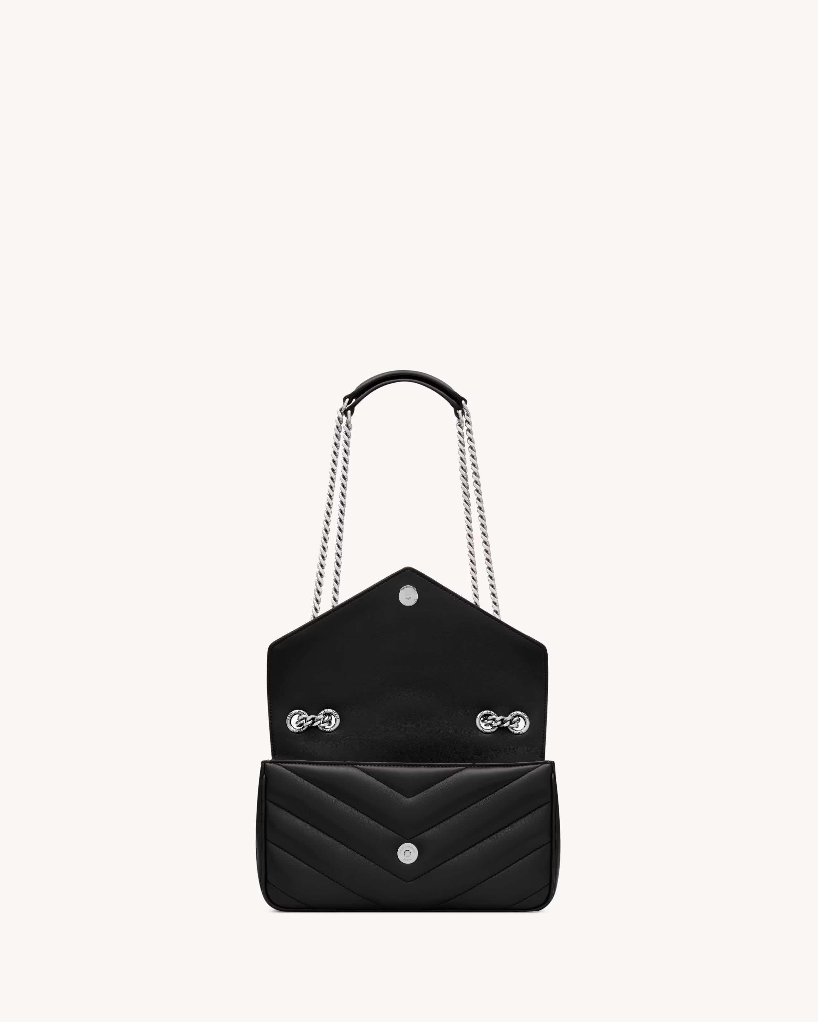 YSL Saint Laurent Loulou Small Matelassé Lambskin Bag (Silver Chain)